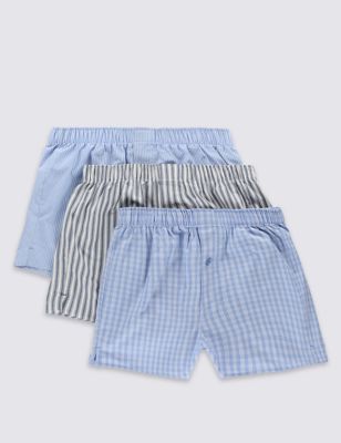 3 Pack Pure Cotton Easy to Iron Striped Boxers
